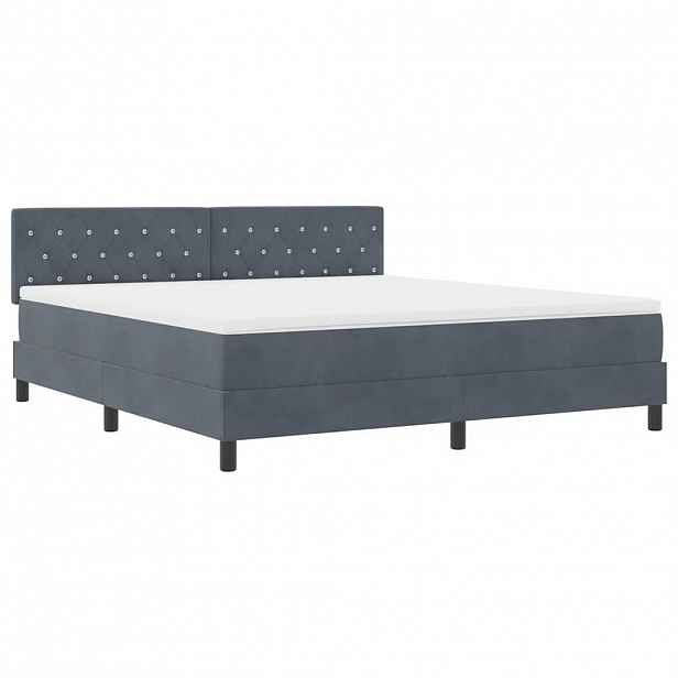 vidaXL LED box pružinová postel s čelo Tmavě šedá 180 x 200 cm samet