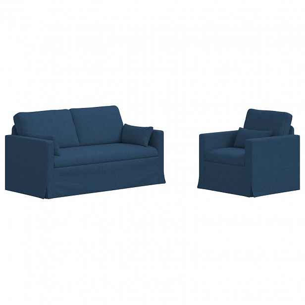 vidaXL Set pohovek 2 ks Modrá textil