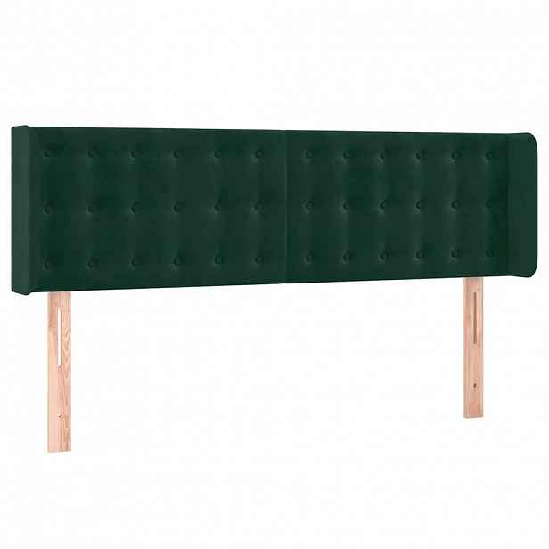 vidaXL Čelo postele typu ušák tmavě zelená 147x16x78/88 cm samet