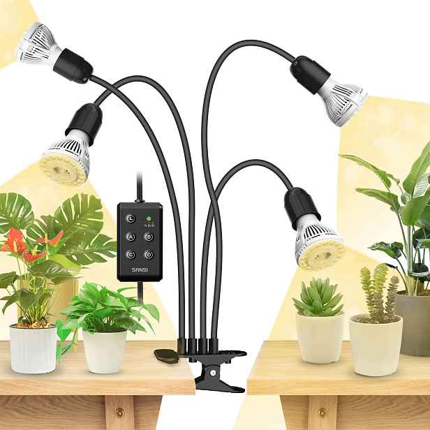 Sansi Led lampa pro rostliny 40W 4 hlavice E27 časovač 4/8/12h 4000K