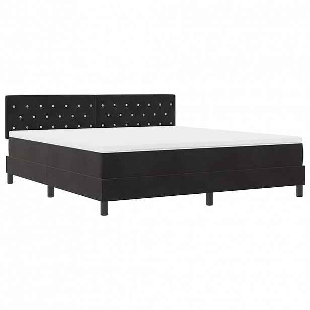 vidaXL LED box pružinová postel s matrací Černá 180 x 200 cm samet