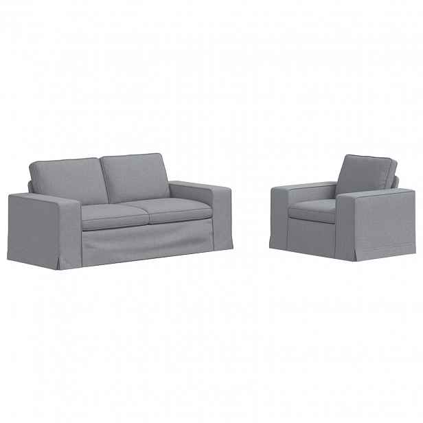 vidaXL Set pohovek 2 ks Světle šedá textil