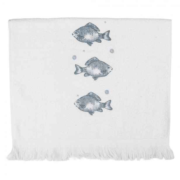Bílý kuchyňský froté ručník s rybkami Fishes - 40*66 cm Clayre & Eef