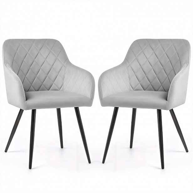 RAUMHIRSCH FURNITURE ČALOUNĚNÉ ŽIDLE, sada 2 ks, kovové nohy, šedé 54,5/82/58