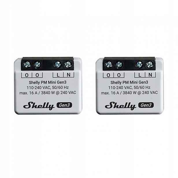 Sada 2 ovladačů Shelly Pm Mini Gen3 WiFi/Bluetooth