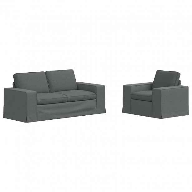 vidaXL Set pohovek 2 ks Tmavě šedá textil