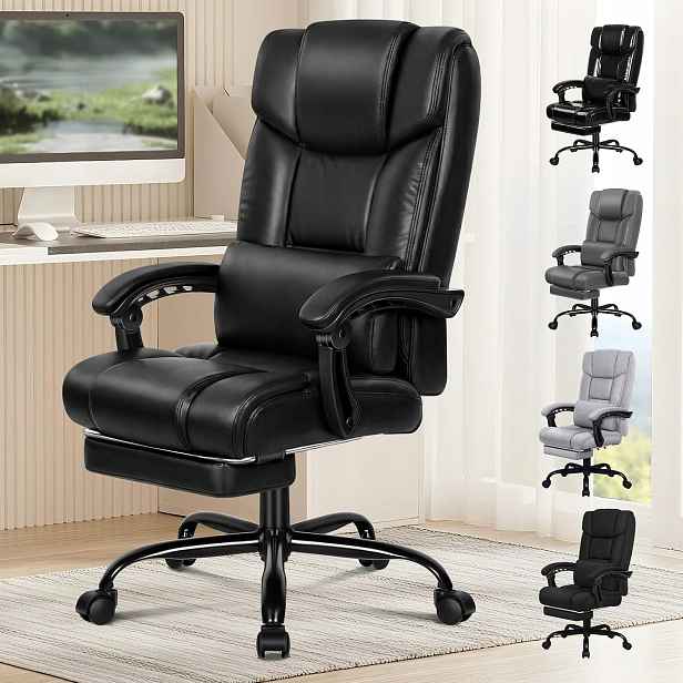 Kancelářská židle Alfordson ergonomická s podnožkou, nastavitelná, černá, 180 kg