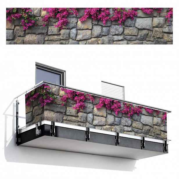 MuchoWow BALKONOVÁ ZÁSTĚNA Bougainvillea - Kamenná zeď - růžová 500x110 cm