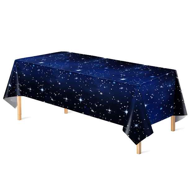 TEMU 1 ks Ubrus Vesmírná Hvězdná Jednorázový Plastový Ubrus 137X220Cm Dekorativní Plastový Ubrus Galaxie Vesmírná Hvězdná Téma Party Potřeby pro