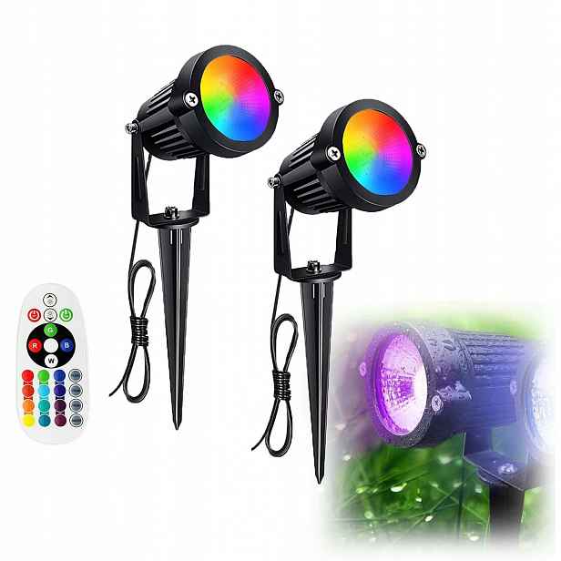 2KS Zahradní Reflektor Zapichovací špíz černý IP65 Led Rgb