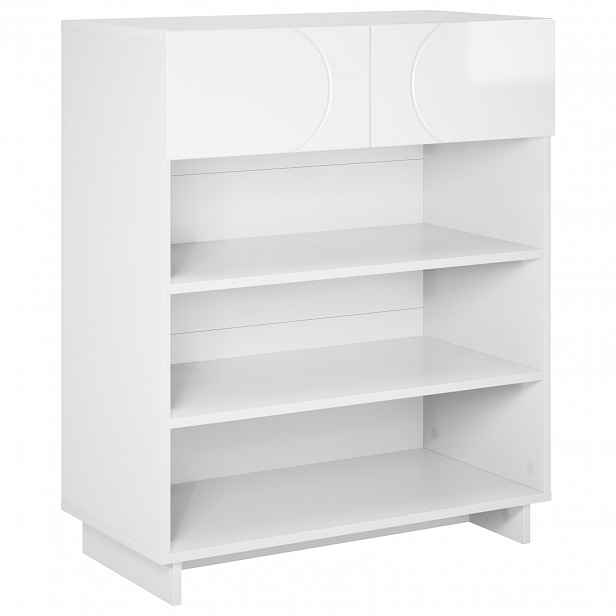 vidaXL Botník 73 x 38 x 87,5 cm kompozitní dřevo Bílá s vysokým leskem