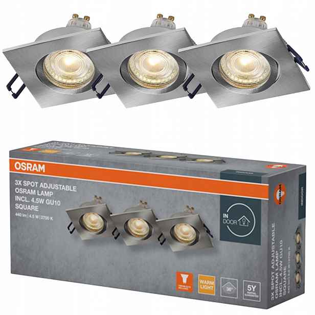 3x Stropní Led svítidlo GU10 4.5W 2700K stmívatelné Osram