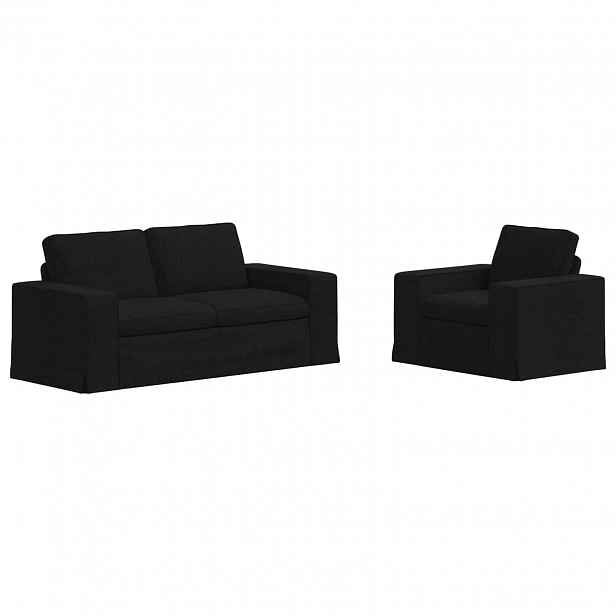 vidaXL Set pohovek 2 ks Černá textil