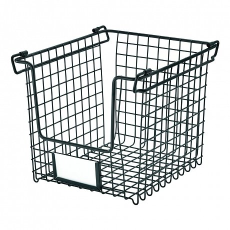 Černý kovový košík iDesign Classico, 25,5 x 22 cm