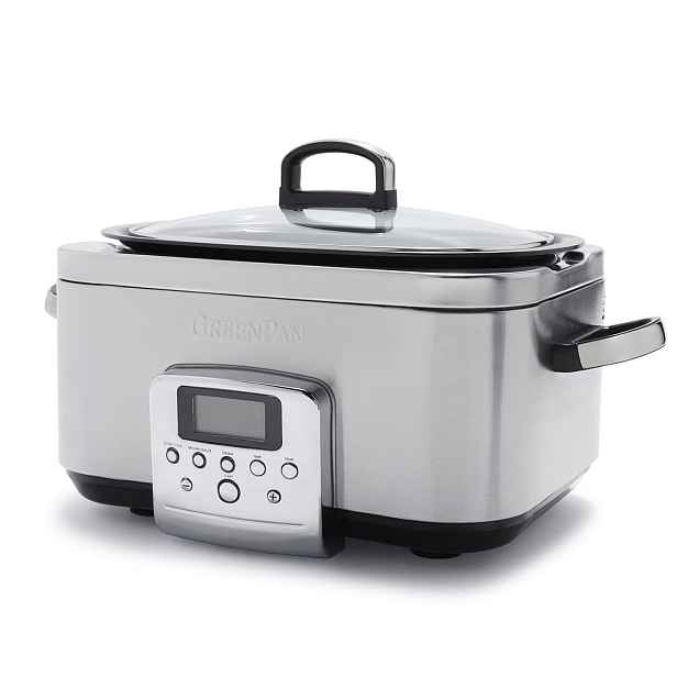 GreenPan Elektrický pomalý hrnec s keramickým nepřilnavým povrchem, 6 l, nerezová CC005309-001