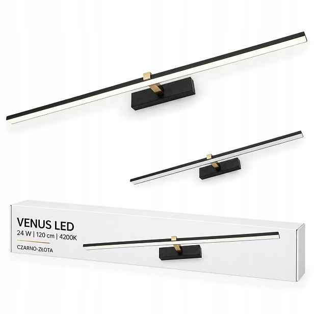 Nástěnné svítidlo Venus 24W 120 cm černo-zlaté Led neutrální 4200K IP44