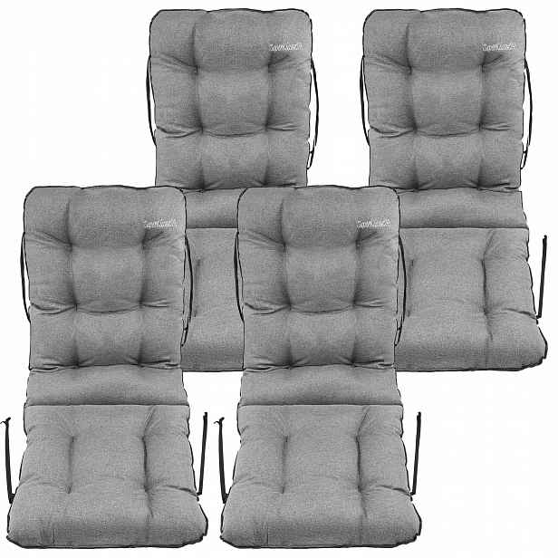 Polštář na židli 48x48x75 šedý len set 4ks