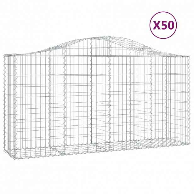 vidaXL Klenuté gabionové koše 50ks 200x50x100/120cm pozinkované železo