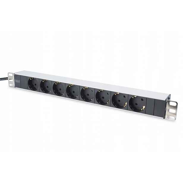 Zásuvková lišta Pdu 19" Rack, 8x zásuvka schuko, 2.0m, 1x zástrčka unischuko