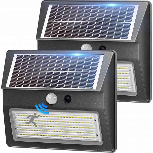 2 Ks Possily Venkovní solární lampy s pohybovým senzorem 8500K 130 Led