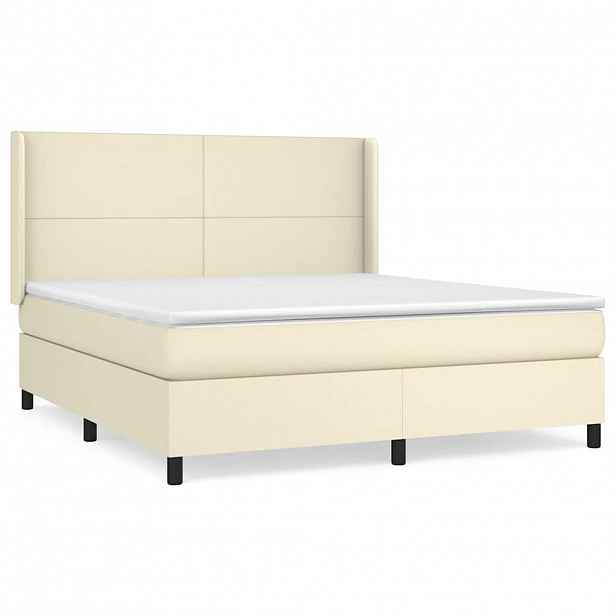vidaXL Box spring postel s matrací krémová 160x200 cm umělá kůže