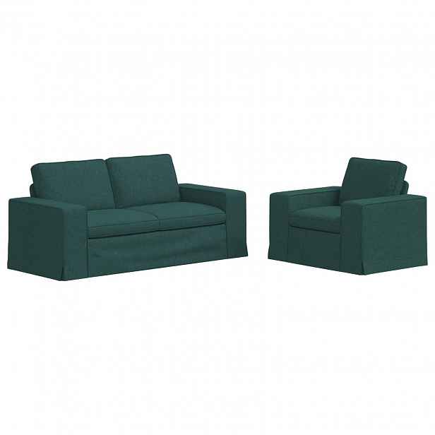 vidaXL Set pohovek 2 ks Tmavě zelená textil
