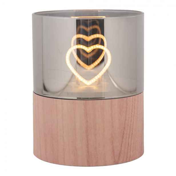Hnědá svíčka se srdíčkem Heart Led Candle - Ø 8*10 cm / 3*AAA Clayre & Eef
