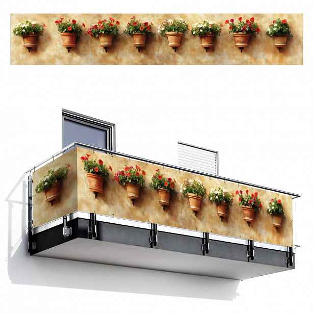 MuchoWow BALKONOVÁ ZÁSTĚNA Květináče - Nástěnné - Vintage 500x90 cm