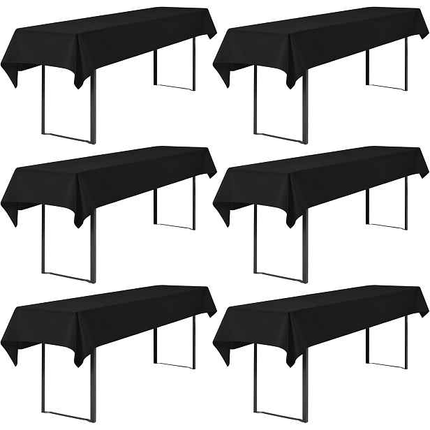 Sada 6 ubrusů na pivní stůl 250 x 100 cm, černé, 100% polyester