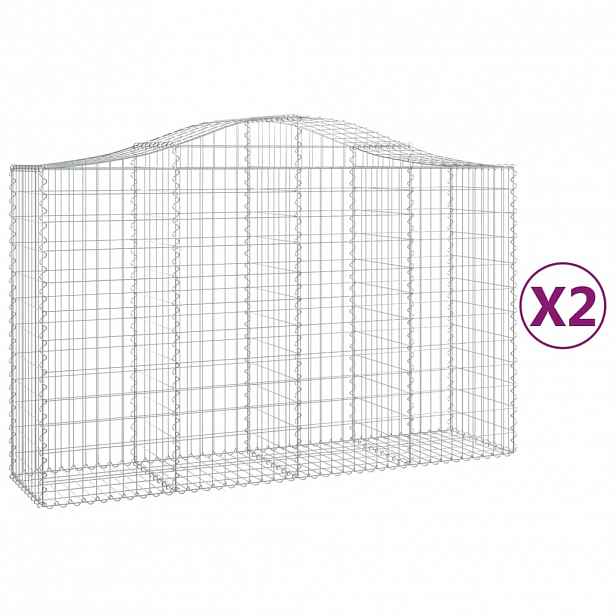 vidaXL Klenuté gabionové koše 2 ks 200x50x120/140cm pozinkované železo