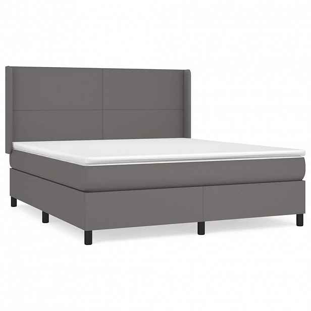 vidaXL Box spring postel s matrací šedá 160x200 cm umělá kůže