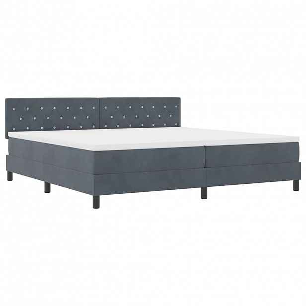 vidaXL LED box pružinová postel s LED Tmavě šedá 200 x 200 cm samet