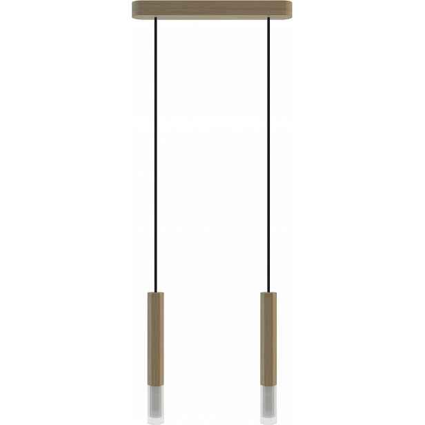 Dubová Závěsná Lampa Dvojitá Dřevěná Led Lampa