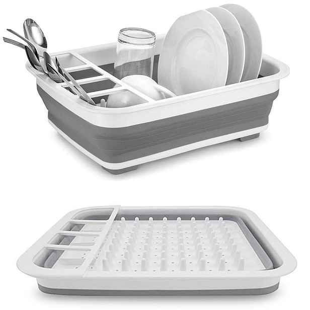 Royal Kitchen RK-3973 Skládací odkapávač 36,3 x 31 x 11,8 cm, šedo-bílý