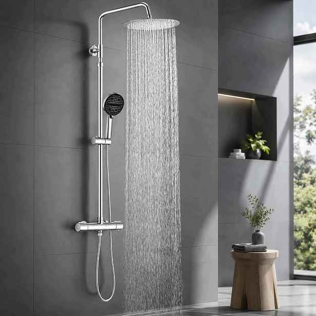 Sprchový Set Homelody Dešťová Sprcha 30 CM Sprchová Hlavice Chrom Termostat