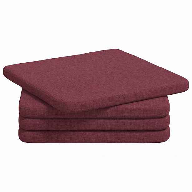 vidaXL Polštáře na sedadla 4 ks textil Víno Červené 40 x 40 x 3 cm