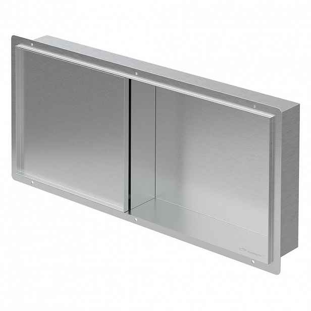 LuxeBath SPRCHOVÝ KOUT z leštěné nerezové oceli s obkladovými dveřmi, stříbrný, 25,5/25,5 cm
