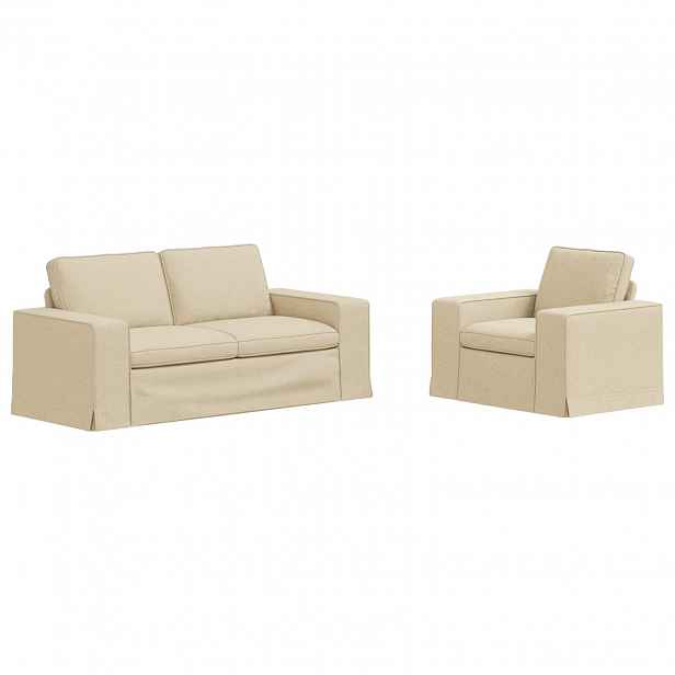 vidaXL Set pohovek 2 ks Krémová textil