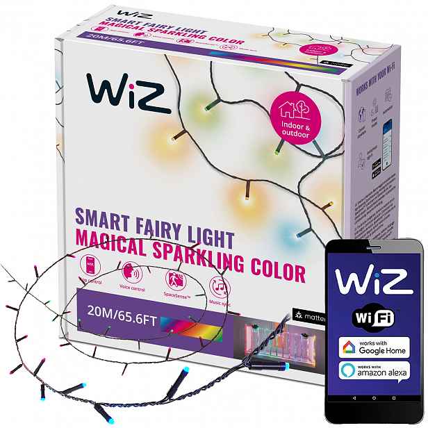Světelný řetěz Vánoční Osvětlení Na Stromeček 20 m Fairy 2700-5000K Rgb Smart WiFi WiZ