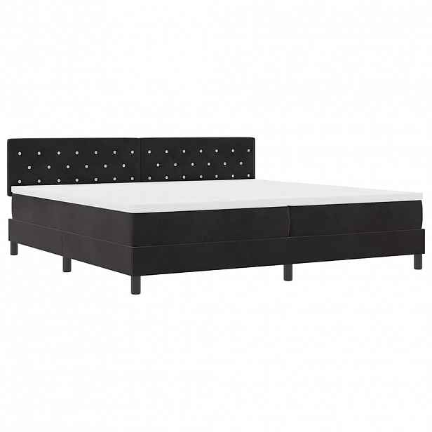 vidaXL LED box pružinová postel s čelo Černá 200 x 200 cm samet