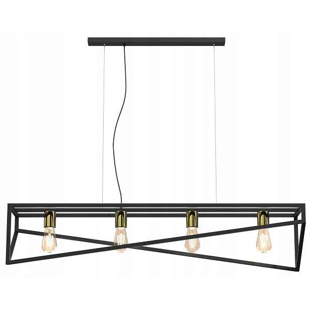 Závěsná stropní lampa Gote černo-zlatá 4xE27 moderní klec do obývacího pokoje