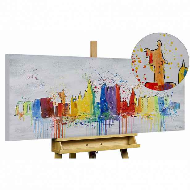 KUNSTLOFT RUČNĚ MALOVANÝ AKRYLOVÝ OBRAZ ŠEDÝ, 120/60 CM