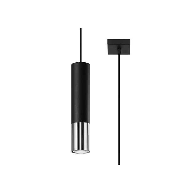 Černé/ve stříbrné barvě kovové závěsné svítidlo ø 8 cm Longbot – Sollux