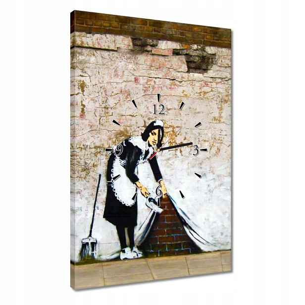 Hodiny 40x60 Banksy Pokojská Grafiti