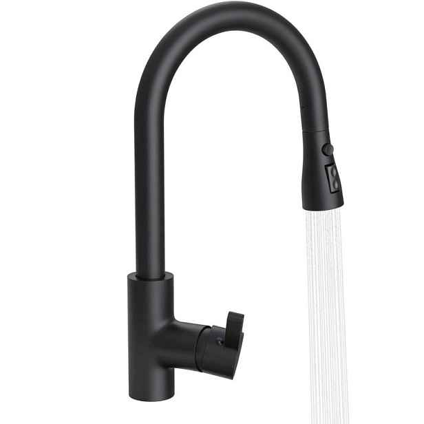 Kuchyňská baterie s výsuvnou sprchou KF12, 360°, černá