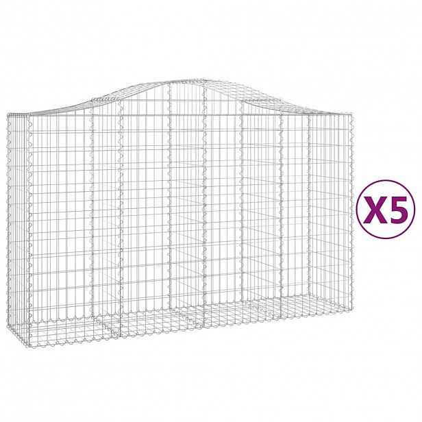 vidaXL Klenuté gabionové koše 5 ks 200x50x120/140cm pozinkované železo