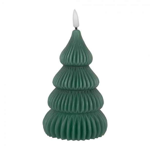 Zelená vánoční svíčka stromek Led Candle - Ø 8*17 cm / 2*AA Clayre & Eef
