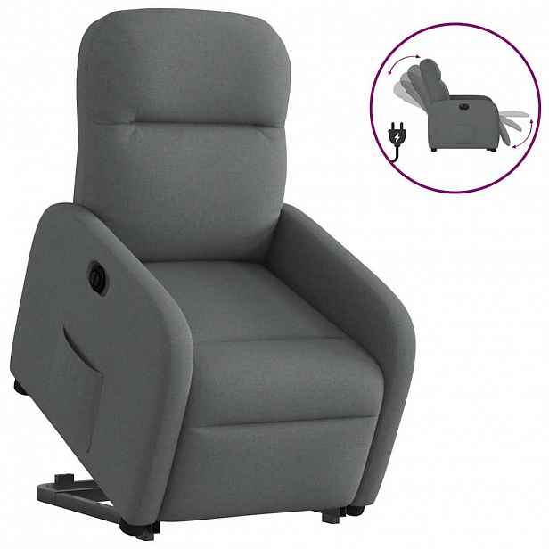 vidaXL Elektrické zvedací polohovací křeslo tmavě šedé textil