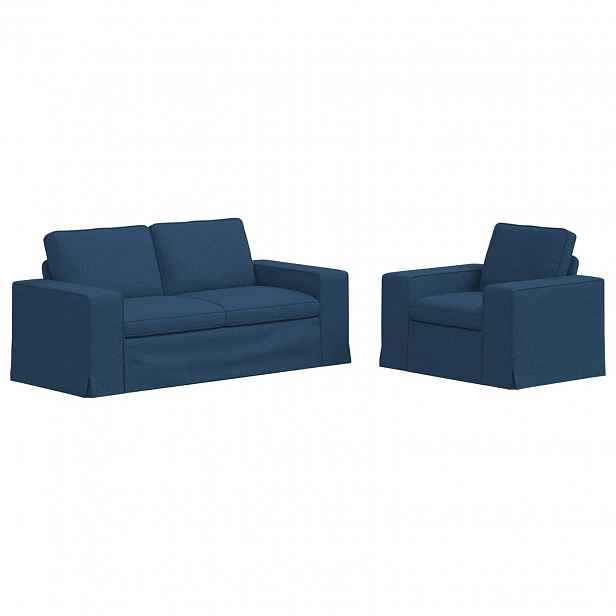 vidaXL Set pohovek 2 ks Modrá textil