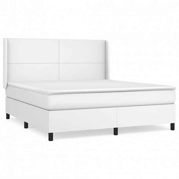 vidaXL Box spring postel s matrací bílá 180x200 cm umělá kůže
